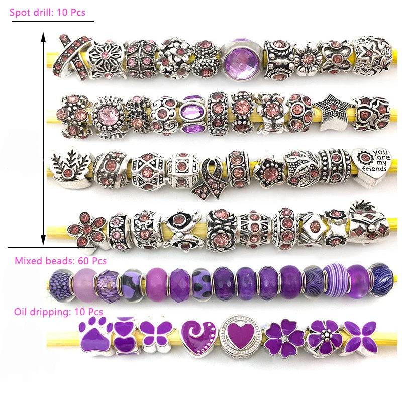 Large Hole Assorted Purple Resin Glass Beads