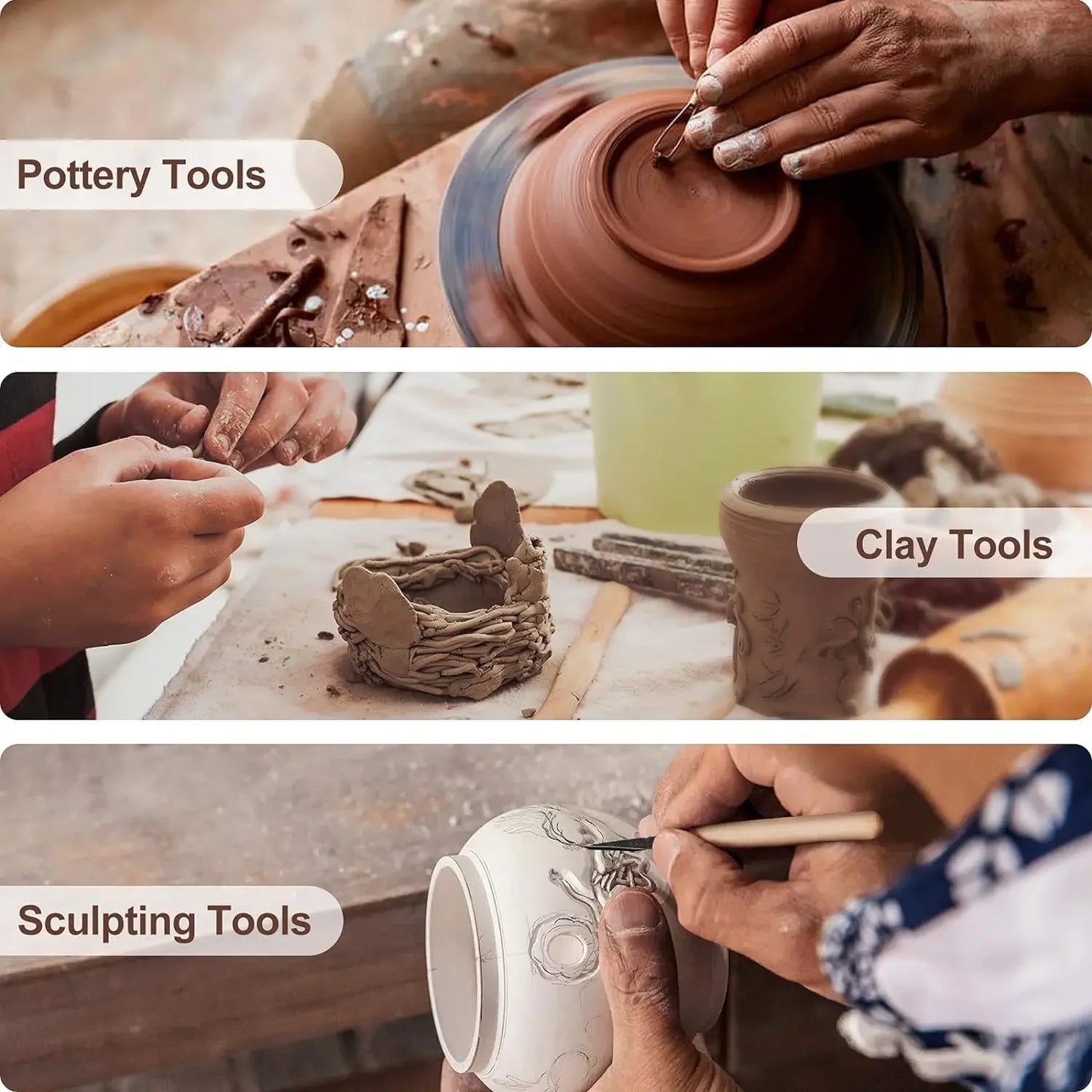 11Pcs Pottery Clay Sculpting Modeling Tool Set