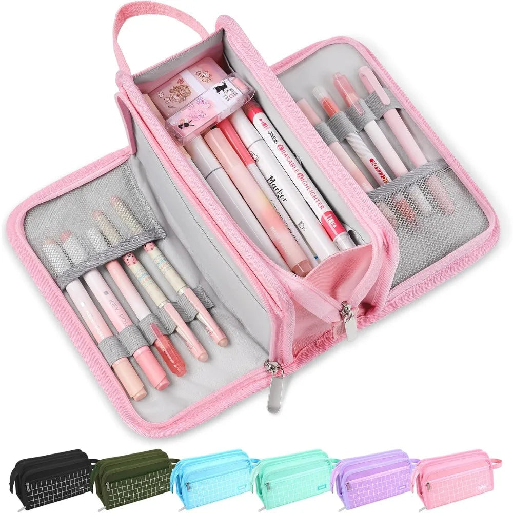 Large Pencil Case, Bag with 3 Compartment