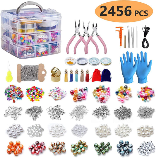 2456-Piece DIY Bead Jewelry Making Kit