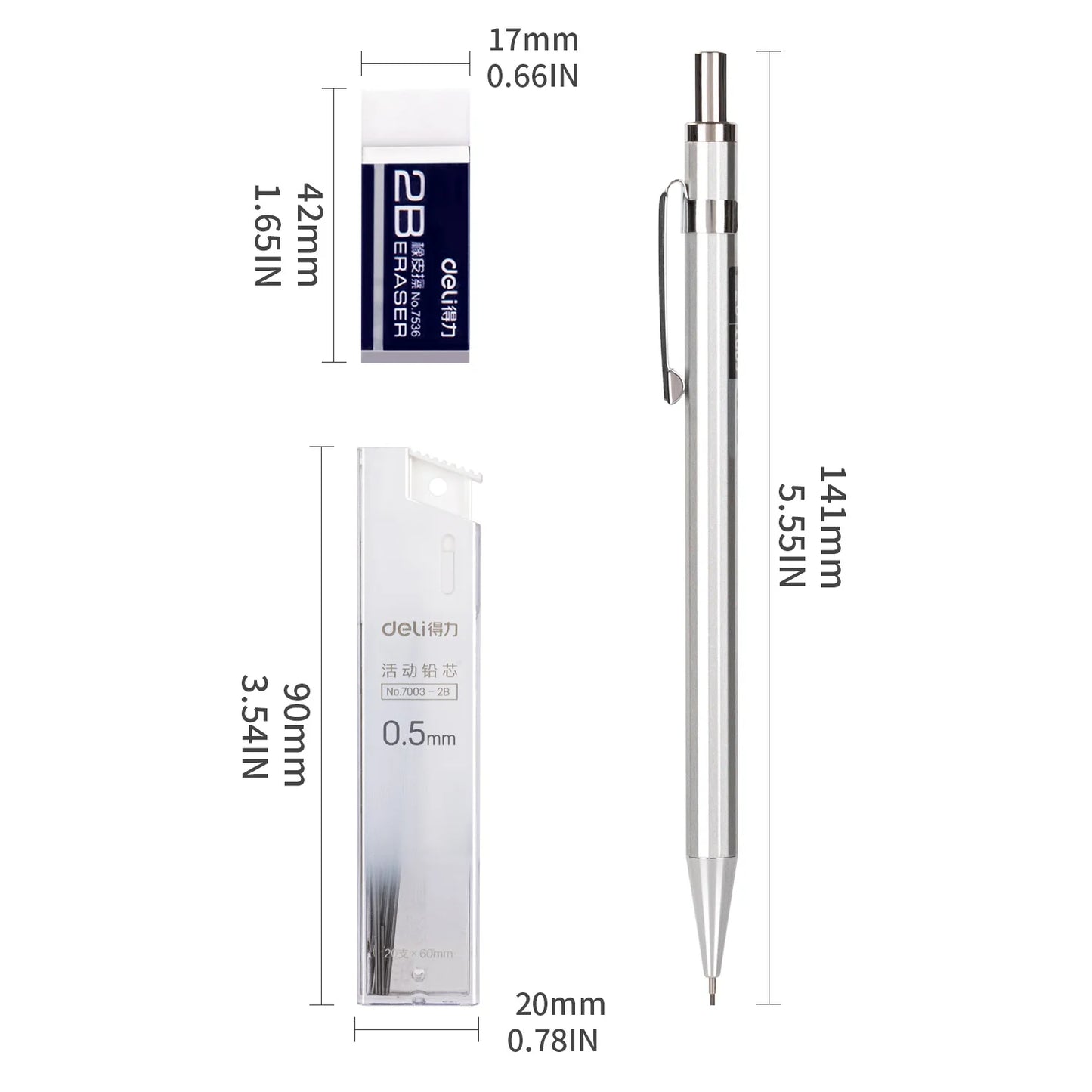 Deli Mechanical Pencil Set 2B 0.5mm