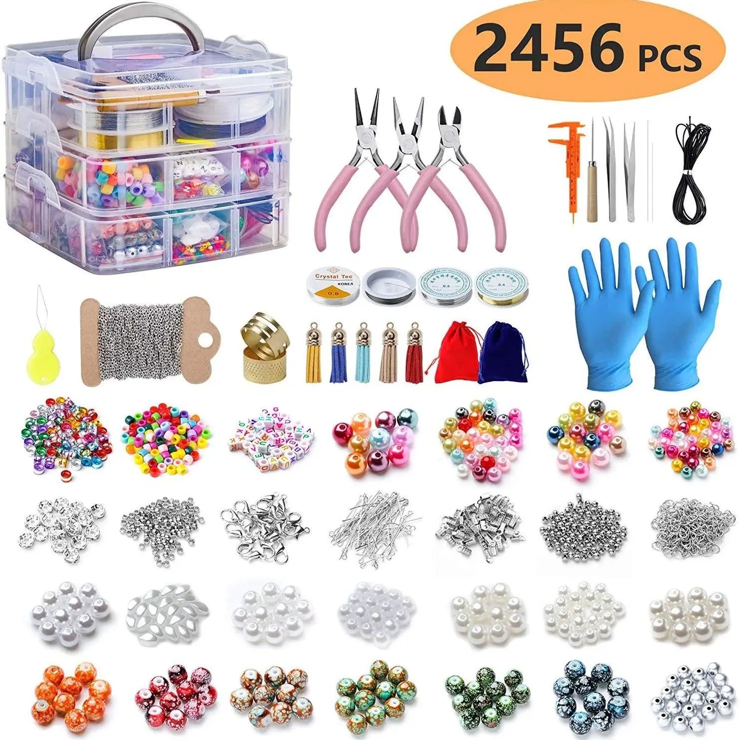 2456-Piece DIY Bead Jewelry Making Kit