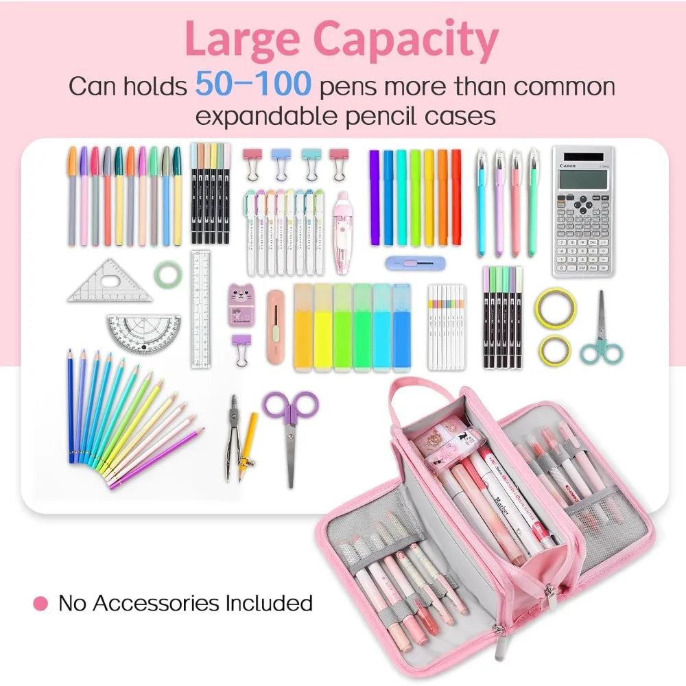 Large Pencil Case, Bag with 3 Compartment