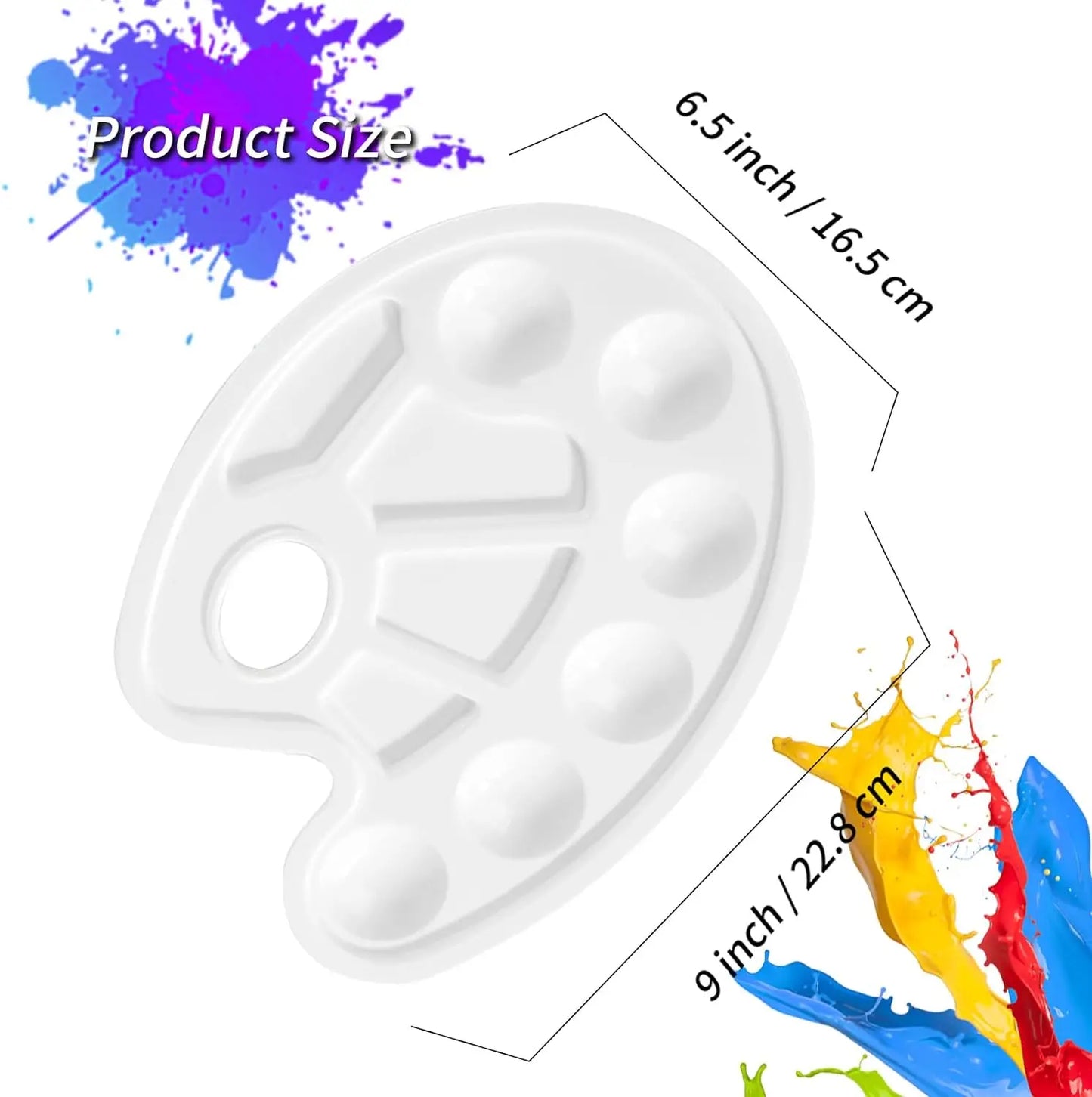 3PCS Oval Paint Palette With Thumb Holes