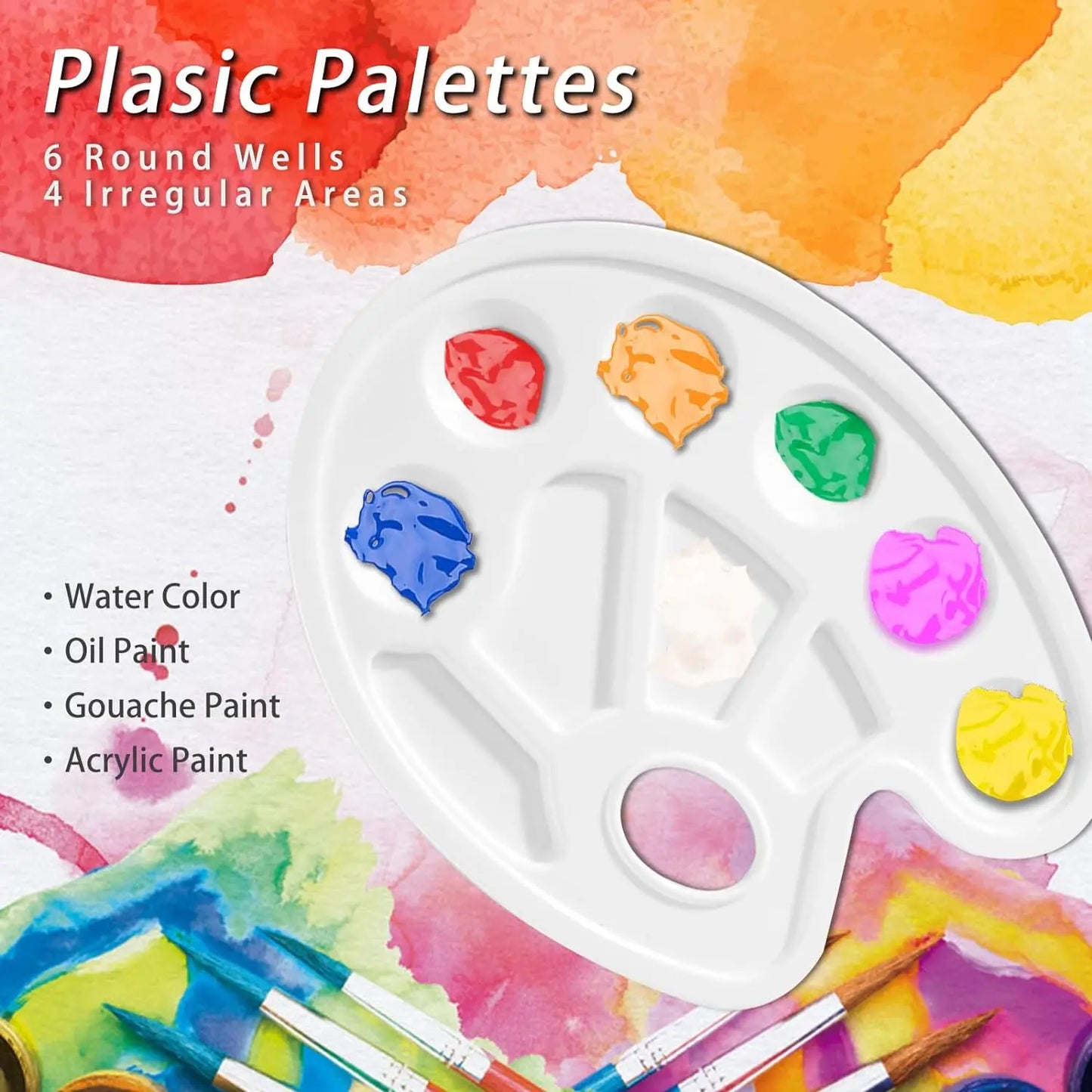 3PCS Oval Paint Palette With Thumb Holes