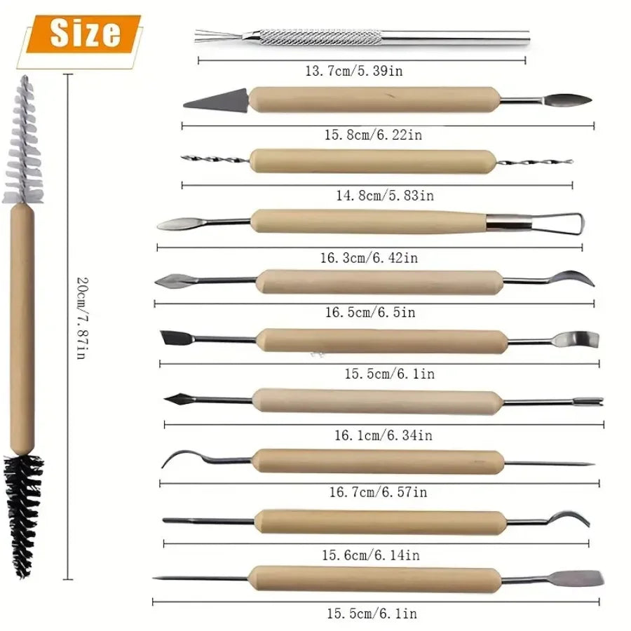 11Pcs Pottery Clay Sculpting Modeling Tool Set