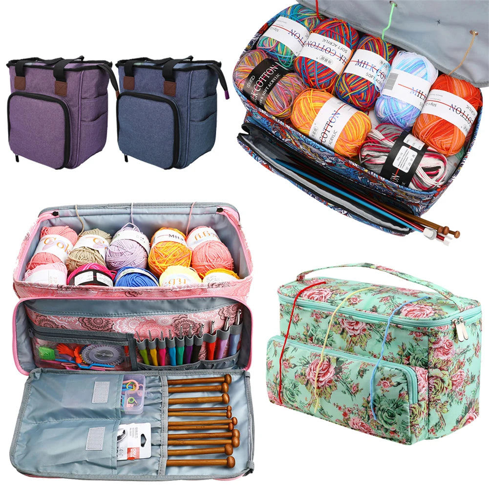 Knitting Storage Bag Crochet Bag Multifunctional Tote